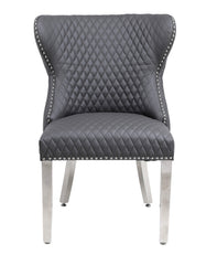 2 x Valentino Lion Knocker Dining Chairs- Silver, Black, Navy, Dark Grey, Mink
