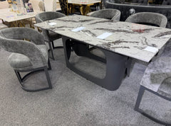 Lina Grey Marble Dining Table With Lina Grey Dining Chairs