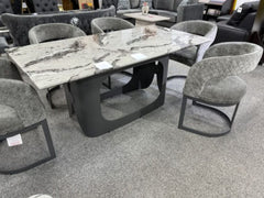 Lina Grey Marble Dining Table With Lina Grey Dining Chairs