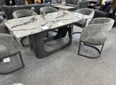 Lina Grey Marble Dining Table With Lina Grey Dining Chairs