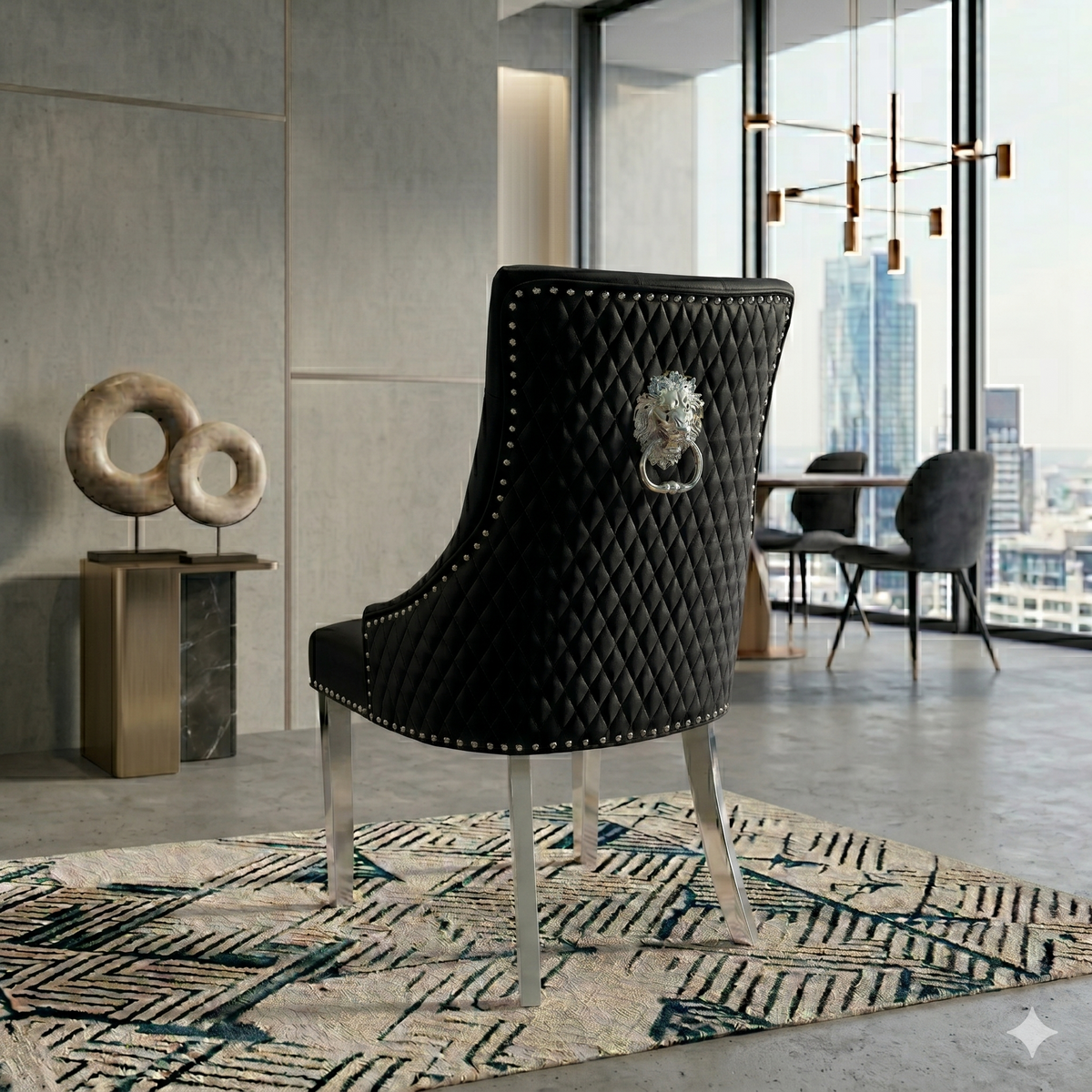 2 x Majestic PU Leather Dining Chairs - Midnight Black, Cream, Grey