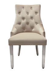 2 x Majestic Chrome Lion Knocker Dining Chairs - Mink, Black, Crushed Velvet, Dark Grey, Navy, Silver