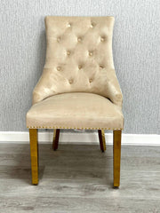 2 x Majestic Lion Knocker Dining Chairs- Black Gold, Green Gold, Grey Gold, Mink Gold, Navy Gold