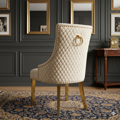 2 x Majestic Ring Knocker Chairs- Cream Silver, Black Gold, Mink Gold