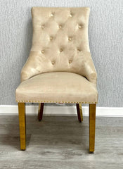 Kata Gold Louis Dining Table With Mink Gold Majestic Chairs