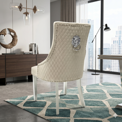 2 x Majestic Chrome Lion Knocker Dining Chairs - Mink, Black, Crushed Velvet, Dark Grey, Navy, Silver