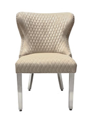 2 x Valentino Lion Knocker Dining Chairs- Silver, Black, Navy, Dark Grey, Mink