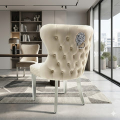 2 x Valentino Lion Knocker Dining Chairs- Silver, Black, Navy, Dark Grey, Mink