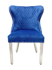 2 x Valentino Lion Knocker Dining Chairs- Silver, Black, Navy, Dark Grey, Mink