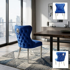 2 x Valentino Lion Knocker Dining Chairs- Silver, Black, Navy, Dark Grey, Mink