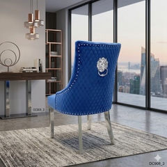 2 x Majestic Chrome Lion Knocker Dining Chairs - Mink, Black, Crushed Velvet, Dark Grey, Navy, Silver
