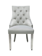 2 x Majestic Chrome Lion Knocker Dining Chairs - Mink, Black, Crushed Velvet, Dark Grey, Navy, Silver