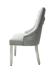 2 x Majestic Chrome Lion Knocker Dining Chairs - Mink, Black, Crushed Velvet, Dark Grey, Navy, Silver