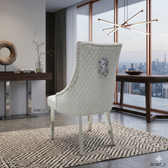 2 x Majestic Chrome Lion Knocker Dining Chairs - Mink, Black, Crushed Velvet, Dark Grey, Navy, Silver