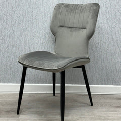 2 x Windsor Velvet Chairs- Mink, Grey, Black